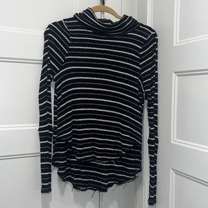 Free People Black and White Long Sleeve Turtle Neck